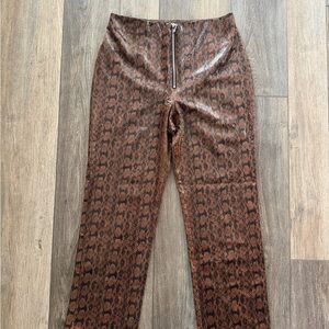 DANIELLE BERNSTEIN Black Brown Hight Rise Snake Print Pants Size 10